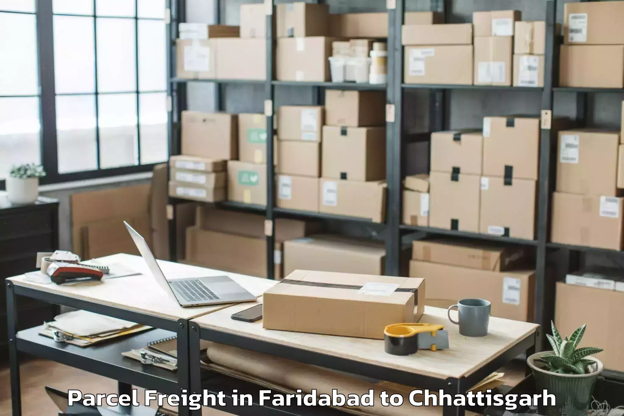 Top Faridabad to Khairagarh Parcel Freight Available